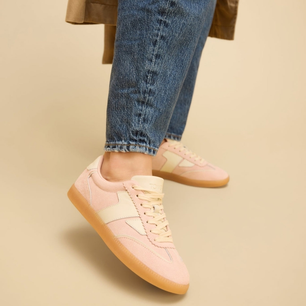 Toms Women's Lace Up Pink Sneakers